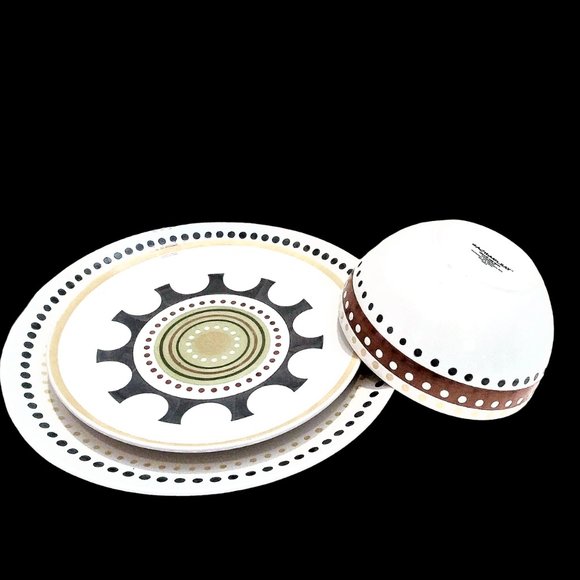 Rachael Ray Hand Painted Breakfast Set,  Farmhouse Kitchen, Plates and Bowls - Picture 8 of 13